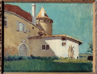 Pierre Bonnardin (1867-1947) maalaus The Chateau de Virieu eli Maison à la Tourelle, 1888 su. 0,19x0,29 m Yksityinen kokoelma
