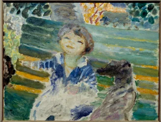 Pierre Bonnard (1867-1947) Pierre Bonnardin Pieni tyttö koiran kanssa -maalaus 1930 Yksityinen kokoelma