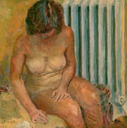 Alaston nainen lämpöpatterin äärellä, 1928