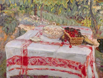 Asetelma ja pöytäliina, noin 1914