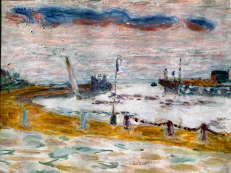 Sataman uloskäynti Trouvillessa Normandiassa Pierre Bonnardin maalaus (1867-1947) 1936 Collection privvee