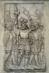 Halberdiers, yksityiskohta Francois I:n ja Claude de Francen haudasta, tilattu vuonna 1548 (marmori).