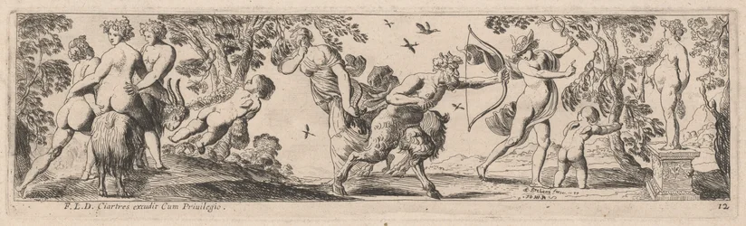 Satyr ja Mercury ampuvat patsaan