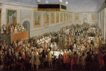 Ludvig XV:n kruunajaisten jälkeen Reimsin arkkipiispan palatsissa järjestetty juhla-ateria, 25. lokakuuta 17