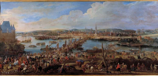 Näkymä Rouenin kaupunkiin Pierre Denis Martinin (1663-1742) Saint Severin maalauksesta 1700-luvun su. 0,78 x 1,98 m Rouen musee des Beaux Arts