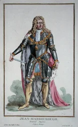John Churchill (1650-1722) Marlboroughin herttua kirjasta "Receuil des Estampes, joka edustaa arvoja ja arvoja, kaikkien olemassa olevien kansakuntien puvun mukaan", julkaistiin 1780 (käsinvärinen kaiverrus)
