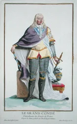 Ludvig II (1621-86) Conden neljäs ruhtinas, kirjasta "Receuil des Estampes, joka edustaa arvoja ja arvoja kaikkien olemassa olevien kansakuntien puvun mukaan", julkaistiin 1780 (käsinvärinen kaiverrus)