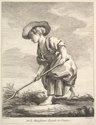 Pikkutyttö maataloustöissä, ensimmäisestä Figuurikirjasta M...:n posliinien jälkeen, 1757.