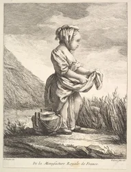 Pieni tyttö astia jaloissaan, Premier Livre de Figures daprès les porcelain..., 1757.