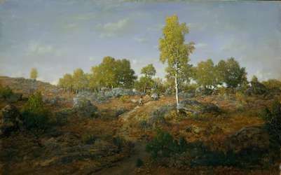 Polku kallioiden keskellä, n. 1861 (öljy puulle)