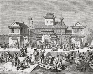 China, Shanghai, Shanghai Customs House, gravura finlandesa