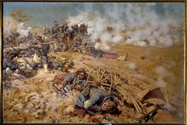 Sota 1870: "" Tulilinja Rezonvillen taistelussa 16. elokuuta 1870"" Pierre Georges Jeanniot
