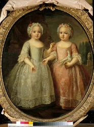 Ludvig XV:n tyttärien muotokuvia ranskalaisen Louise Elisabethin (1727-1759) ja ranskalaisen Henrietten (1727 - 1752) muotokuvista. Pierre Gobertin maalaus (1662-1744)