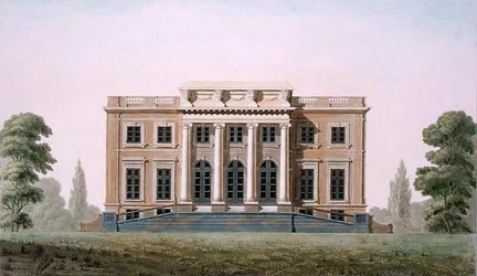 Chateau of Wannegemin lähellä Oudenaardea, Pierre Jacques Goetghebuerin "Alankomaiden kuningaskunnan merkittävimpien monumenttien, rakennusten ja talojen valinta", julkaistu 1827 (akvatinta) (katso myös 189235)