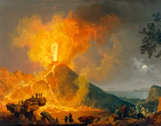 Vesuviuksen purkaus, Pierre-Jacques Volaire (1729-1792), öljy kankaalle, 52x79 cm. Yksityiskohta.