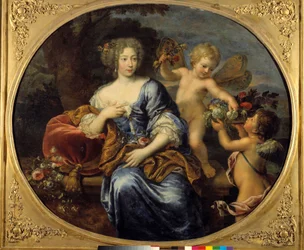 Rochechouart Mortemartin, Marquise de Montespanin (tai Madame de Montespanin) muotokuva (1640-1707) Pierre Mignardin (1612-1695) maalaus 1600-luvulta. Bourges. Marjamuseo