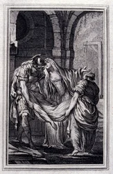 Efesoksen emäntä - Jean La Fontainen "" Tarinoita ja novelleja säkeissä" -osassa. 1776. P.P. Choffardin kuvitus.
