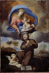 Neitsyt antaa skapulaarin Saint Simon Stockille (kuoli 1265) (öljy kankaalle)