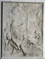 Milanon rutto - Saint Charles Borromee (San Carlo Borromeo) (1538-1584, kardinaali ja Milanon arkkipiispa) rukoilee (marmori)