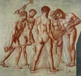 The Forgers, tutkimus "Allegorie du Travail" (punainen liitu paperille)
