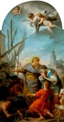 Pyhän Paulan laivaus Pyhälle Maalle, n. 1738-39 (öljy kankaalle)