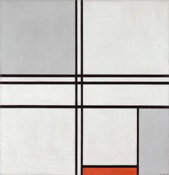 Sävellys nro 1 harmaa-punainen, 1935.