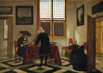 Sisustuskohtaus - Pieter Janssens Elingan (1623-1682) maalaus - Öljy kankaalle - 41,5x58 - Hallwylska Museet, Tukholma