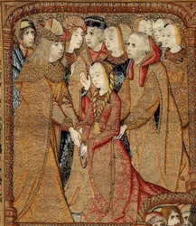 Jumalanäidin voitot tai kultaiset varpuset, n. 1500-02 (kuvakudos)