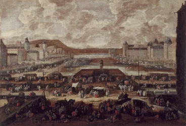 Pont-Neuf, Seine ja Louvre, noin 1670, noin 1670 (öljy kankaalle)
