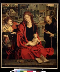 ""La Sagrada Família amb un àngel"" (La Sagrada Família amb un àngel) Pintura de Pieter Coecke van Aelst el Vell (1502-1550) Moscou del segle XVI, Museu Pushkin finès