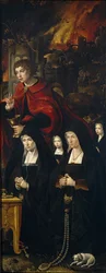 Pyhä Johannes evankelista, jossa on kaksi naista ja kaksi rukoilevaa tyttöä, Oikea paneeli The Last Judgment tri