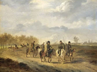 Kasakat maantiellä lähellä Bergeniä Pohjois-Hollannissa, 1813