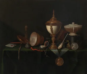Asetelma strutsimunan kupin ja Whitfield Heirloomsin kanssa, c. 1670.