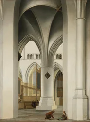 ""Näkymä Pyhän Bavon kirkon kuorosta Haarlemissa, Hollannissa"" (Haarlemin Pyhän Bavon kirkon kuoro) Pieter Saenredamin (1597-1665) maalaus