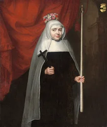 Muotokuva nunnasta, jolla on krusifiksi ja kynttilä, 1678
