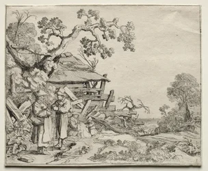 Maisema kahden talonpojan kanssa keskustelemassa, 1626.
