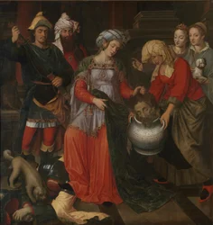 Tomyris vastaanottaa Cyrusin pään, 1610.