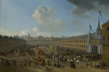 Turnaus Place des Vosges -aukiolla Pariisissa, noin 1665.