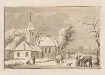 Talvimaisema kirkon luona