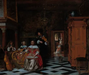 Musiikkia soittavan perheen muotokuva, 1663.