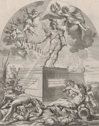 Levy 1: Ferdinand Marsina seisomassa jalustalla, William Becanuksen teoksesta Serenissim..., 1636.