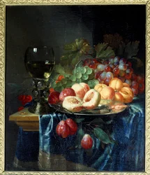 Hedelmät ja viini. Pieter De Ringin (1615-1660) maalaus Ec. Hol.