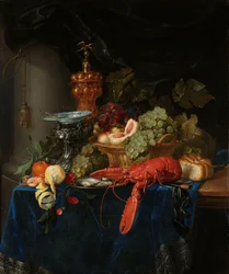 Asetelma kultaisen pikarin kanssa, noin 1655 (öljy kankaalle).