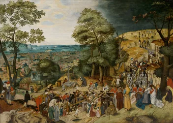 Kristus kantaa ristiä Brueghel, Pieter, nuorempi (1564-1638). Öljy puulle, Välillä 1598-1620, Mitat: 120x170. Bonnefantenmuseum Maastricht