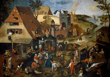 Alankomaiden sananlaskuja, n. 1559 (öljy paneelille)