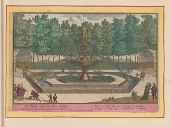 Itävallan Don Juanin suihkulähde Aranjuezin kuninkaallisen palatsin puutarhassa Don Jan van Oostenrykin suihkulähde Aranjuesissa (otsikko esineessä) Theatrum Hispaniae (...) (sarjan nimi)