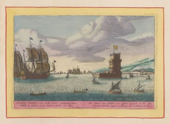 Belémin torni sijaitsee Tejo-joessa Bellemin linna, joka makaa Lissabonin edessä Tajossa (otsikko esineessä) Theatrum Hispaniae (...) (sarjan nimi)