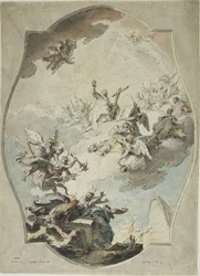 Usko voittaa harhaopin (recto); Tracing after Faith Overcoming Harhaoppi (käänteinen)