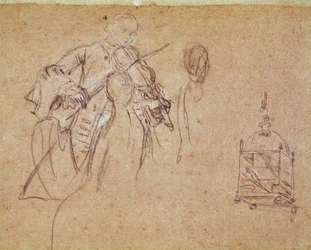 Viulisti (viulisti) Piirustus Pietro Longhi (1702-1785) Venetsia, Musee Correr