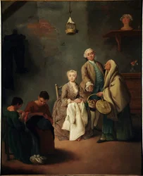 Työkoulu Pietro Longhin (1702-1785) maalaus 1752 Koko 62x50 cm Venetsia, Ca 